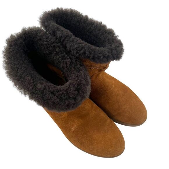 Fitflop Women's Suede Shearling-Lined Roll Down Ankle Boots Brown Size 8.5 - Picture 3 of 10